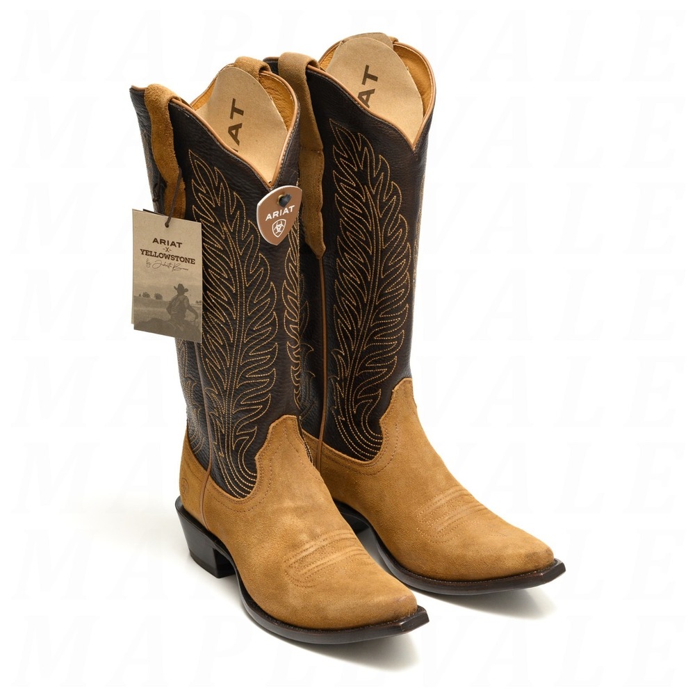 ARIAT Women's Yellowstone Arena Dirt Leather Western Boots Sz 7.5 Tan/Toffee NIB - Picture 2 of 16
